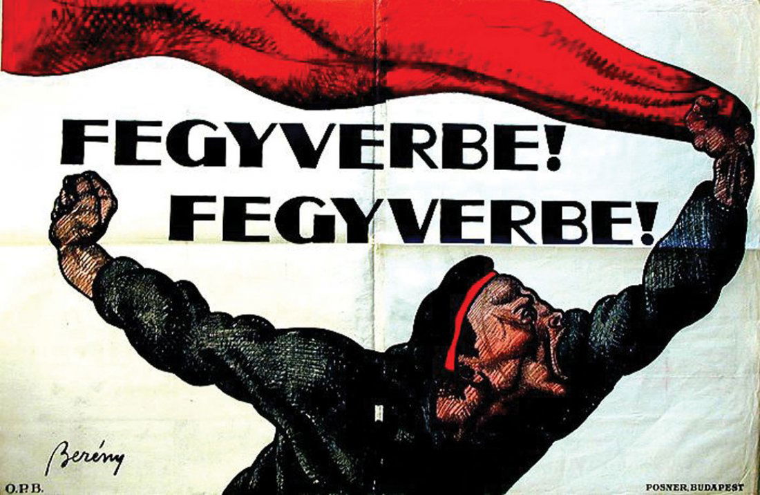 Fegyverbe! Fegyverbe!: Berény, Robert, 1919. 48.7 x 78.3 in. / 123.7 x 186.3 cm. Imp. Posner. Cond. B- / LB /