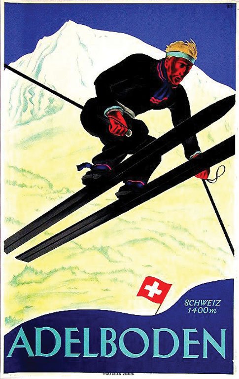 Adelboden: Trapp, Willi, 1928. 40 x 25.1 in. / 101.7 x 64 cm. Imp. Wolfsberg. Cond. A- / P /