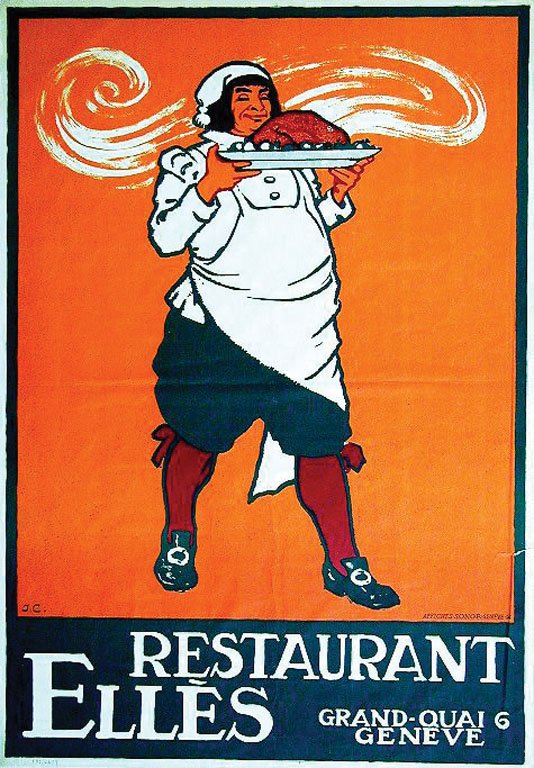 Restaurant Ellès: Courvoisier, Jules, 1914. 39.3 x 27.4 in. / 100 x 69.8 cm. Imp. Sonor. Cond. B+ / P /