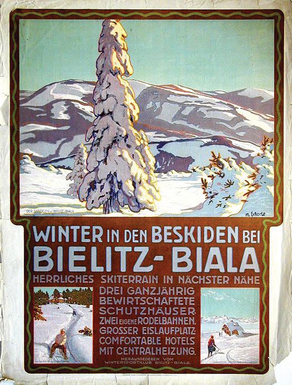 Bielitz-Biala: Esterle, Max von, c. 1912. 31.7 x 41.7 in. / 80.7 x 106.1 cm. Imp. Wagner´sche Universitäts-Buchdruckerei. Cond. B- / P /