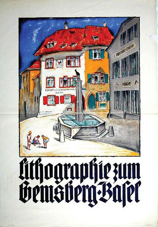 Lithographie/Gemsberg-Basel: Mangold, Burkhard, 1927. 50.4 x 35 in. / 128.2 x 89 cm. Imp. . Cond. B+ / P /