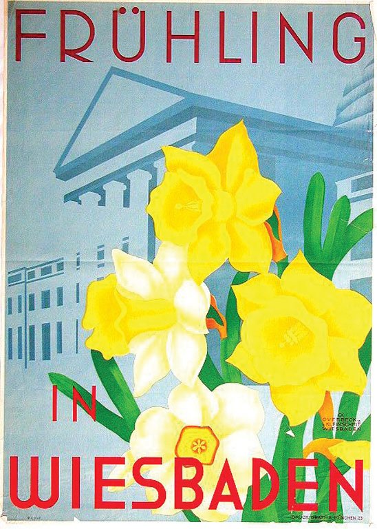 Frühling in Wiesbaden: Kleinschmidt, Atl. Von / Overbeck, Friedrich T., 1930 - 1936. 46.4 x 33.1 in. / 118 x 84.3 cm. Imp. Graphia. Cond. B / P /
