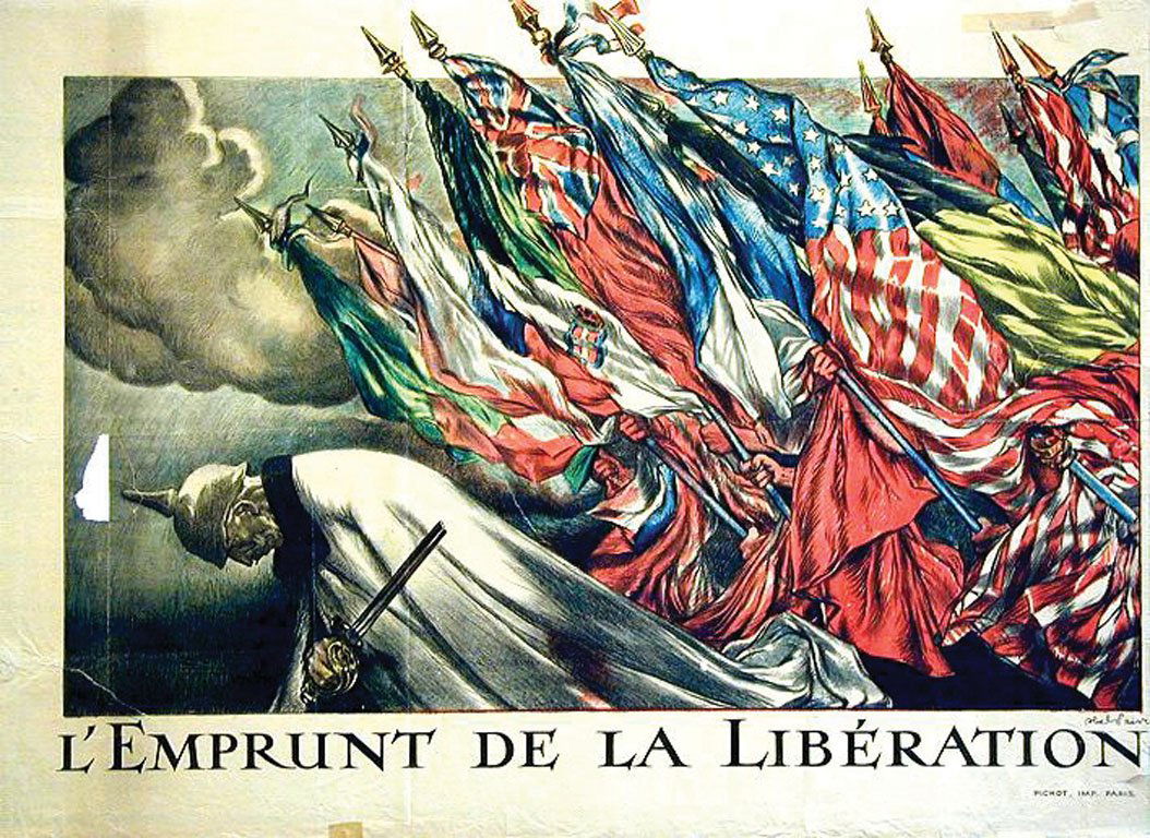 L'Emprunt de la Libération: Faivre, Abel, 1914 - 1918. 31.5 x 42.7 in. / 80.2 x 108.6 cm. Imp. Pichot. Cond. B- / P / Visible Tear, Paper Loss