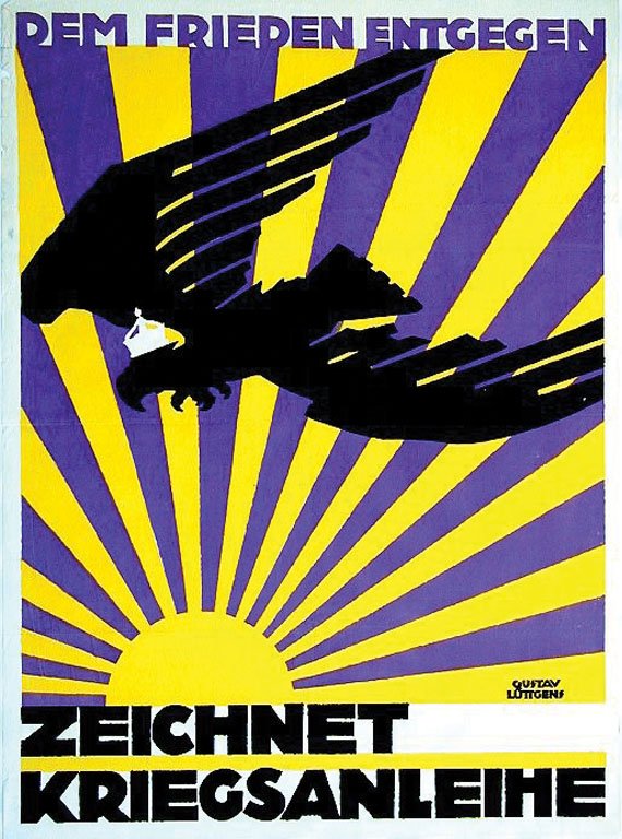 Zeichnet Kriegsanleihe: Lüttgens, Gustav, 1915 - 1918. 30.1 x 22 in. / 76.5 x 56 cm. Imp. . Cond. A- / P /