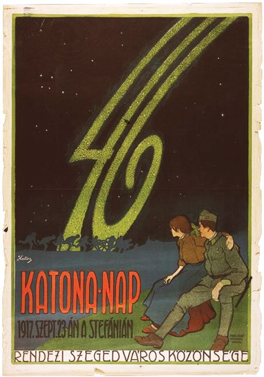 46. Katona-Nap: Heller, Edmund, 1917. 38.7 x 27 in. / 98.5 x 68.8 cm. Imp. Engel, Lajos. Cond. B / P / Ragged Edges