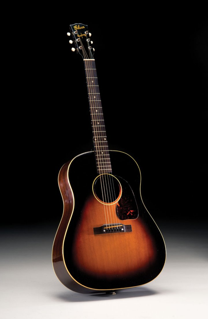 1942 Gibson J-45: NO RESERVE. In 1942, Gibson phased out the J-35 model in favor of the J-45. The two models were similar, but the J-45 did differ slightly from the J-35, with stronger