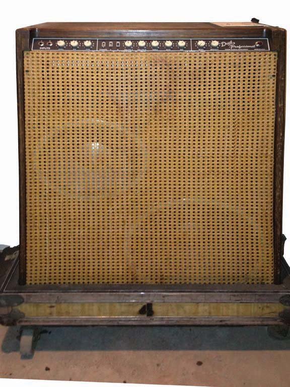 Fender Dual-Professional Wooden Case: Fender Dual-Professional wooden case with revealed cane front. Includes Waylon logo stationary ("Too Dumb for New York") and a setlist taped on top. Comes with road case no. 4. 42" x 27 1/2" x 13"