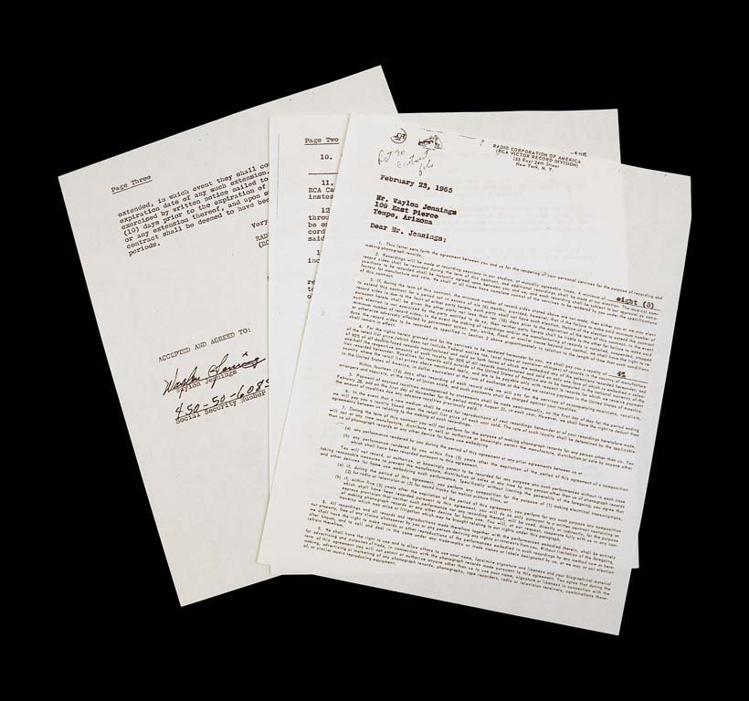 Waylon's First Contract with RCA, 1965: Waylon’s first RCA contract in 1965. After little success with Herb Alpert and Jerry Moss at A&M Records, Waylon realized that the label he was signed to wasn't geared toward his styl