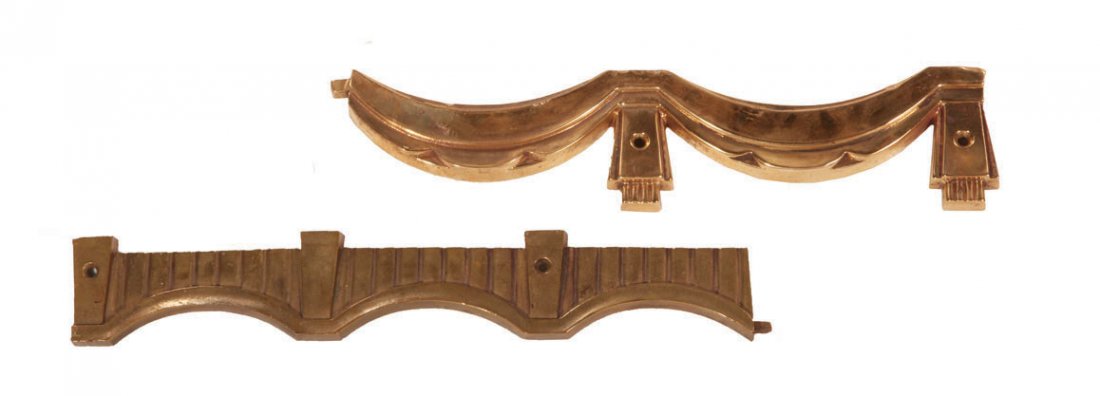 EDGAR BRANDT (FERRO BRANDT) BRIDGE TRIM, C.1930: Salvaged from a New York building, each piece is stamped “Ferro Brandt," the name of Edgar Brandt’s New York firm. APPROX. 10’’ (10 - 12" SECTIONS) OF BRIDGE TRIM, POLISHED