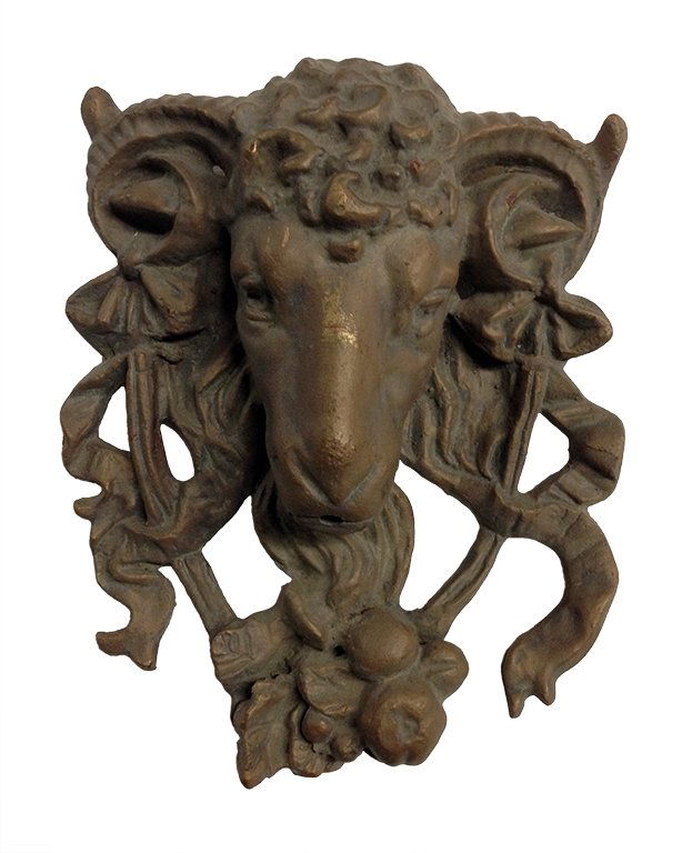 RAM'S HEAD WALL SCULPTURE/FOUNTAIN MID-20TH CENTURY: RAM'S HEAD WALL SCULPTURE/FOUNTAIN MID-20TH CENTURY. Bronze. H 15” X W 12” X D 5”