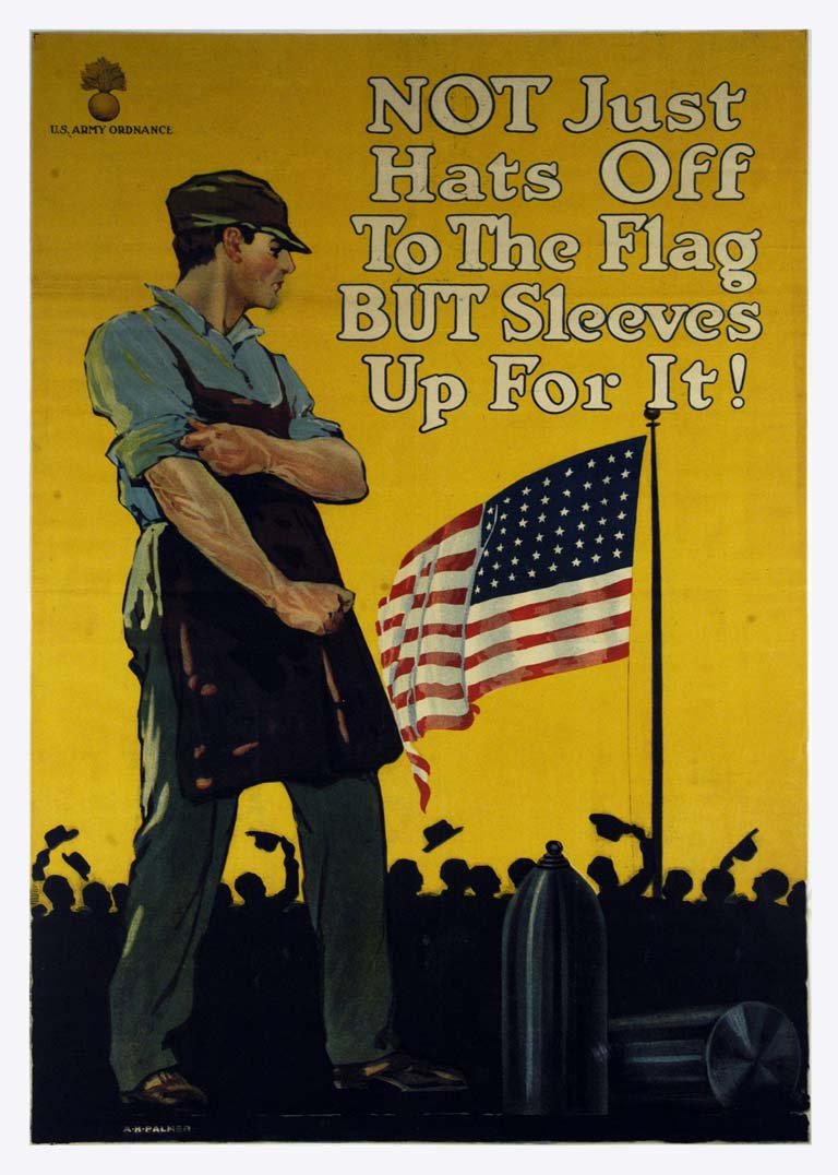 NOT Just Hats Off to the Flag BUT Sleeves Up For It!: A.H. Palmer 40"x26" USA BT, OF, ST-TR Col. McCrahon Poster Collection Condition Guide BT- Borders Trimmed C- Creased F- Faded Color