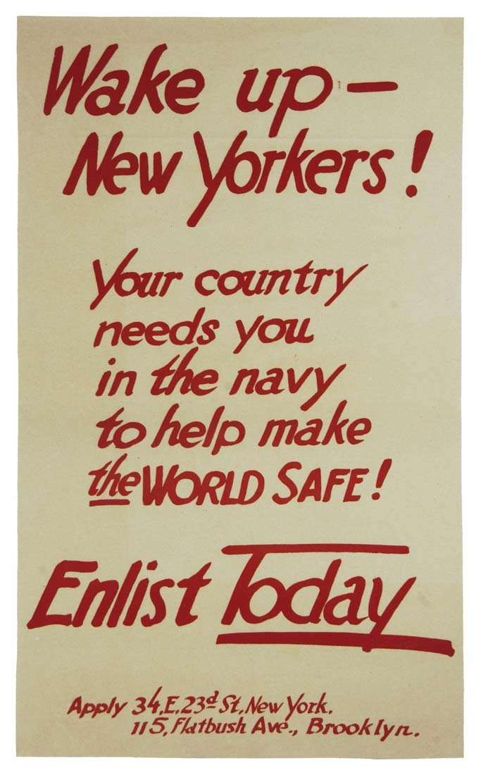 Wake up New Yorkers!: 27"x16" USA BT, OF Col. McCrahon Poster Collection Condition Guide BT- Borders Trimmed C- Creased F- Faded Color OF- Origin