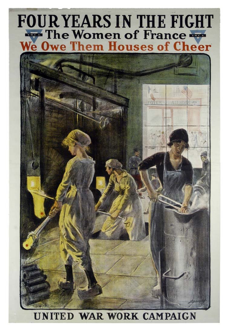 Four Years in the Fight: Lucien Jonas 42"x28" USA OF, ST-T,L,B ,SS-TL Col. McCrahon Poster Collection Condition Guide BT- Borders Trimmed C- Creased F- Faded Color <