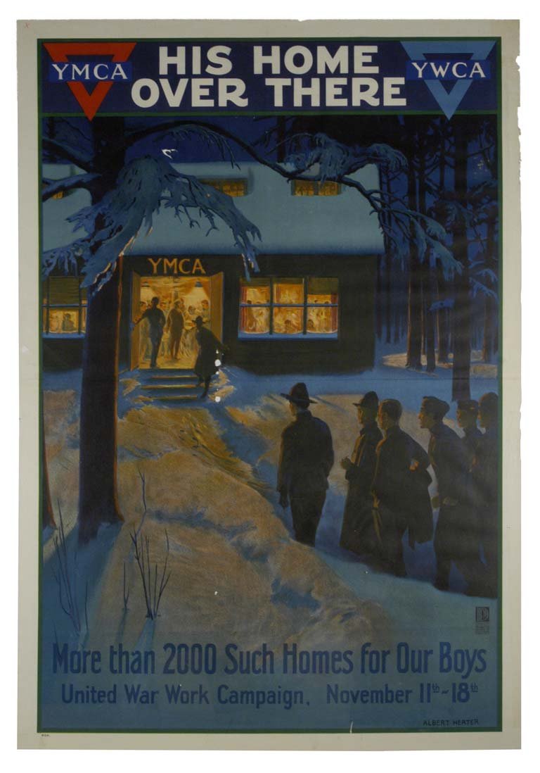 His Home Over There: Albert Herter 41"x28" USA OF, ST-R,B ,PM-M, L Col. McCrahon Poster Collection Condition Guide BT- Borders Trimmed C- Creased F- Faded Color