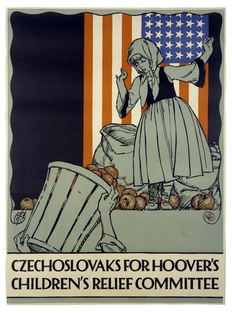 Czechoslovaks for Hoover's Children's Relief Committee: Vojtech Preissig 26"x19" USA BT,ST-T Col. McCrahon Poster Collection Condition Guide BT- Borders Trimmed C- Creased F- Faded Color O