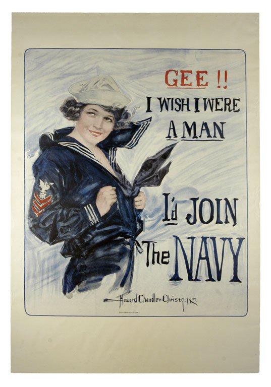 Gee!! I Wish I Were a Man: Howard Chandler Christy 41"x28" USA WR-R, 1931 reprint. Col. McCrahon Poster Collection Condition Guide BT- Borders Trimmed C- Creased F- Faded Color