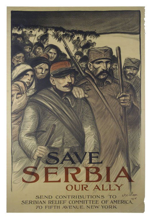 Save Serbia Our Ally: Theophile Alexandre Steinlen 36"x24" USA BT,OF,ST-T,B Col. McCrahon Poster Collection Condition Guide BT- Borders Trimmed C- Creased F- Faded Color
