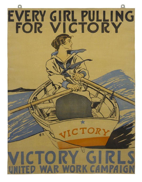 Every Girl Pulling For Victory: Edward Penfield 27"x21" USA BT,LB,PC Col. McCrahon Poster Collection Condition Guide BT- Borders Trimmed C- Creased F- Faded Color OF