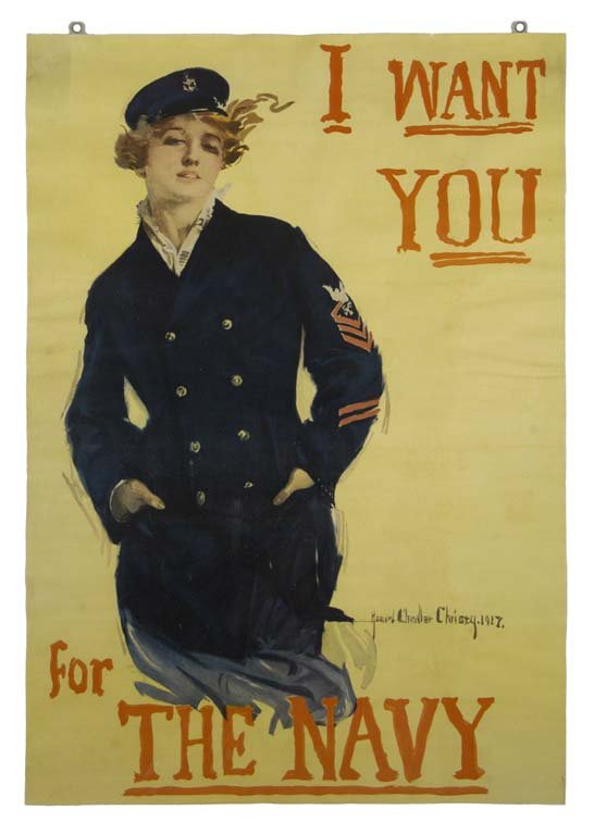 I Want You: Howard Chandler Christy 32"x22.5" USA BT,LB,PC Col. McCrahon Poster Collection Condition Guide BT- Borders Trimmed C- Creased F- Faded Color OF-