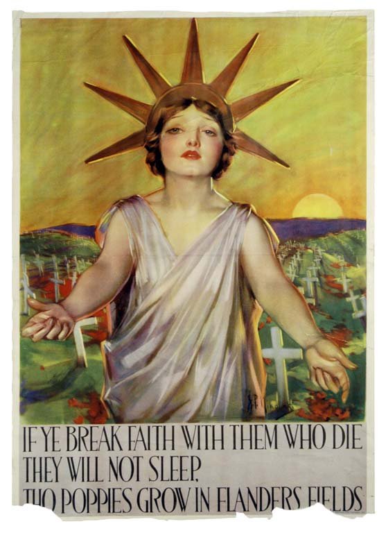 If Ye Break Faith With Them Who Die...: A.P. Nikolacki 24x.5"x17.5" USA BT, OF, PM-B, WR-T, C-M Col. McCrahon Poster Collection Condition Guide BT- Borders Trimmed C- Creased F- Faded Color