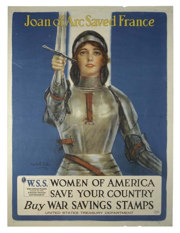 Joan of Arc Saved France: Haskell Coffin 40"x30" USA OF,ST-T,B,C-T Col. McCrahon Poster Collection Condition Guide BT- Borders Trimmed C- Creased F- Faded Color OF-