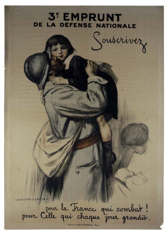 3rd Emprunt De La Defense Nationale: Auguste Leroux 45"x31.5" France OF, PM-BR, VT,L Col. McCrahon Poster Collection Condition Guide BT- Borders Trimmed C- Creased F- Faded Color OF-</