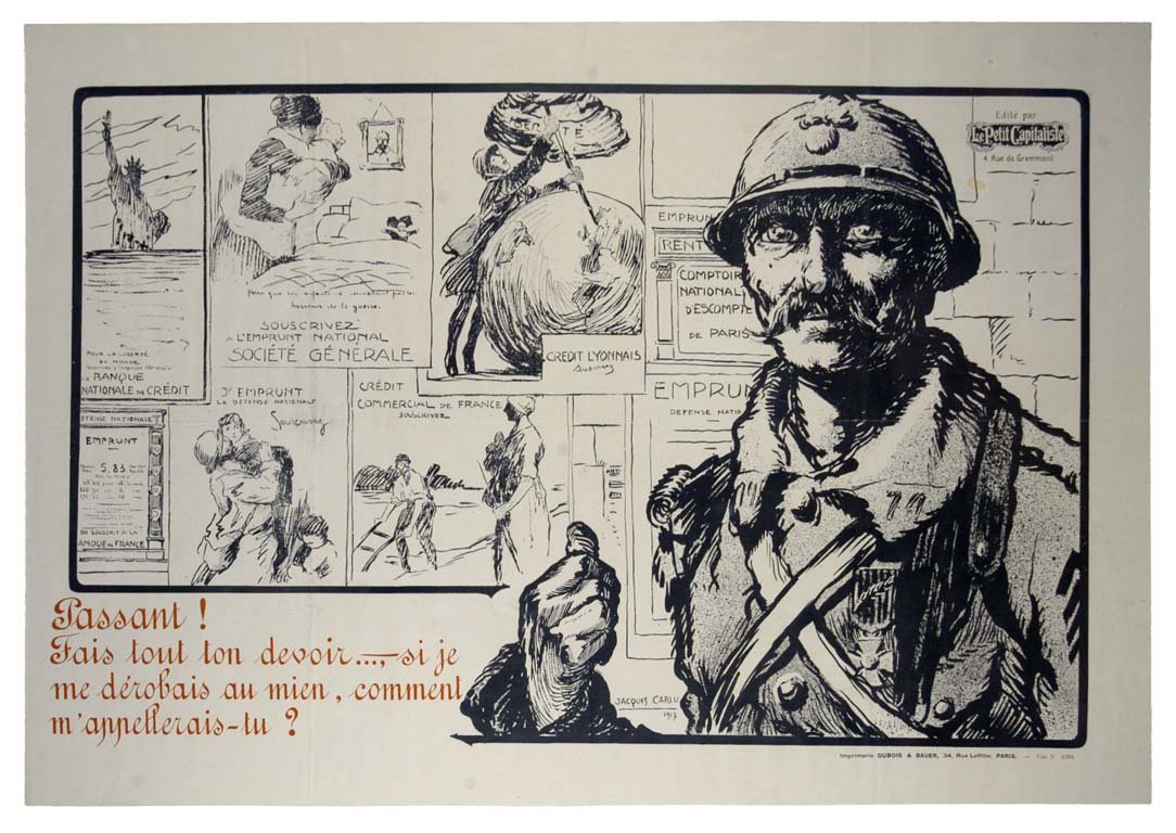 Passant!: Jacques Carlu 25"x36.5" France OF Col. McCrahon Poster Collection Condition Guide BT- Borders Trimmed C- Creased F- Faded Color OF- Origin