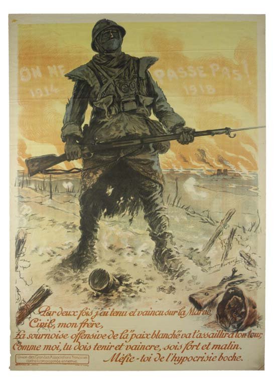 On Ne Passe Pas!: Maurice Neumont 45"x31" France OF, WR (edges) Col. McCrahon Poster Collection Condition Guide BT- Borders Trimmed C- Creased F- Faded Color OF-