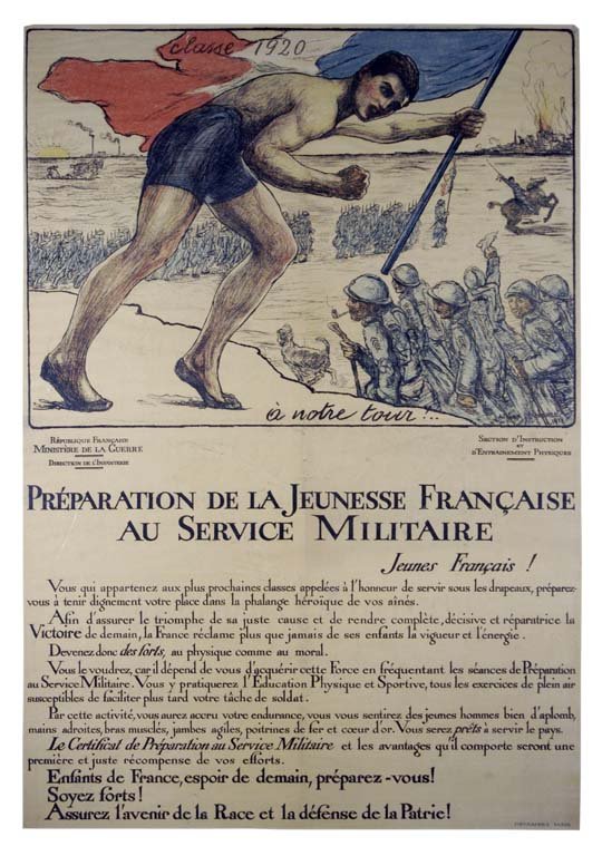 Preparation de la Jeunesse Francaise: William Malherbe 44"x30" France BT, OF Col. McCrahon Poster Collection Condition Guide BT- Borders Trimmed C- Creased F- Faded Color OF- O