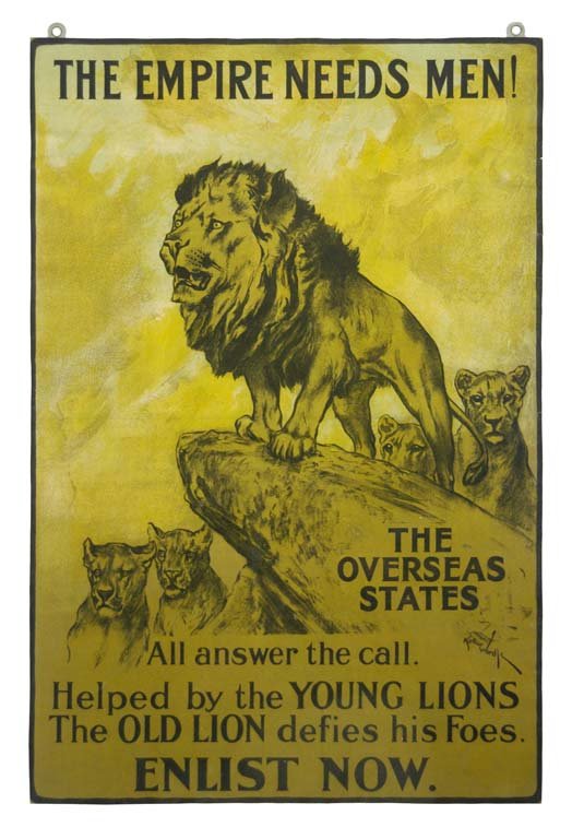 The Empire Needs Men: Arthur Wardle 28.5"x19" England BT,LB,PC Col. McCrahon Poster Collection Condition Guide BT- Borders Trimmed C- Creased F- Faded Color OF-