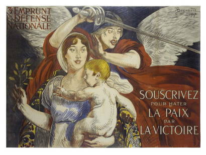 Souscrivez Pour Hater La Paix Par La Victoire: Paul Albert Besnard 30"x42" France BT,OF Col. McCrahon Poster Collection Condition Guide BT- Borders Trimmed C- Creased F- Faded Color OF-