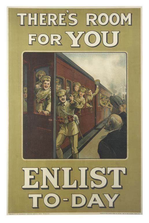There's Room for You: W.A. Fry 29"x19" England BT,OF Col. McCrahon Poster Collection Condition Guide BT- Borders Trimmed C- Creased F- Faded Color OF- Original