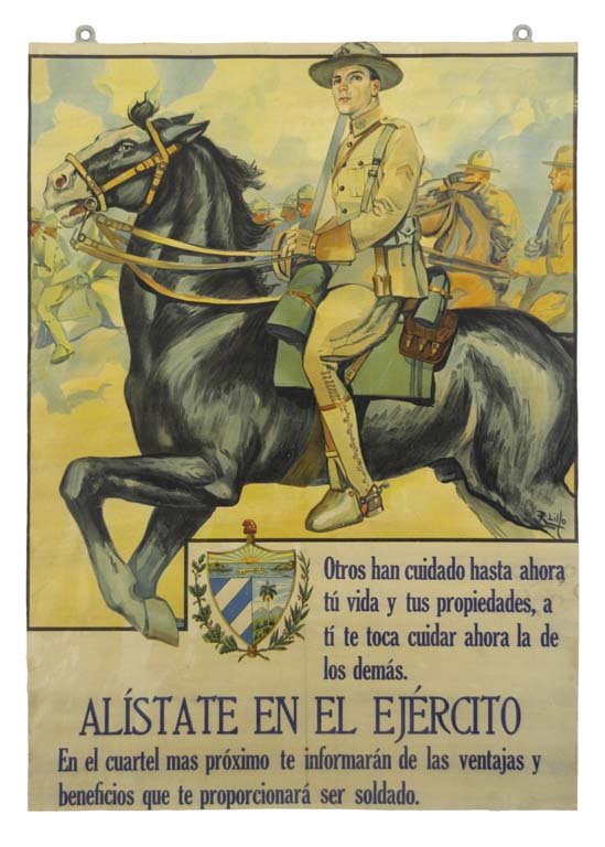 Al’state En El Ejercito: R. Lillo 26.5"x19" Cuba BT,LB,PC Col. McCrahon Poster Collection Condition Guide BT- Borders Trimmed C- Creased F- Faded Color OF- Origina