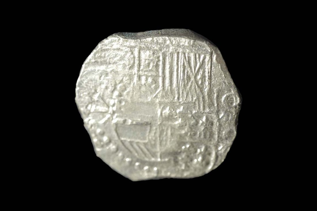 Silver Coin: Coin #270324 Shipwreck: Atocha 1622 Mint: Potosi. Grade: 1 Denomination: 8 reales Assayer: Not visible 162X The silver coins of this era were popularly known as "pieces of eight" (reale de ocho) in th