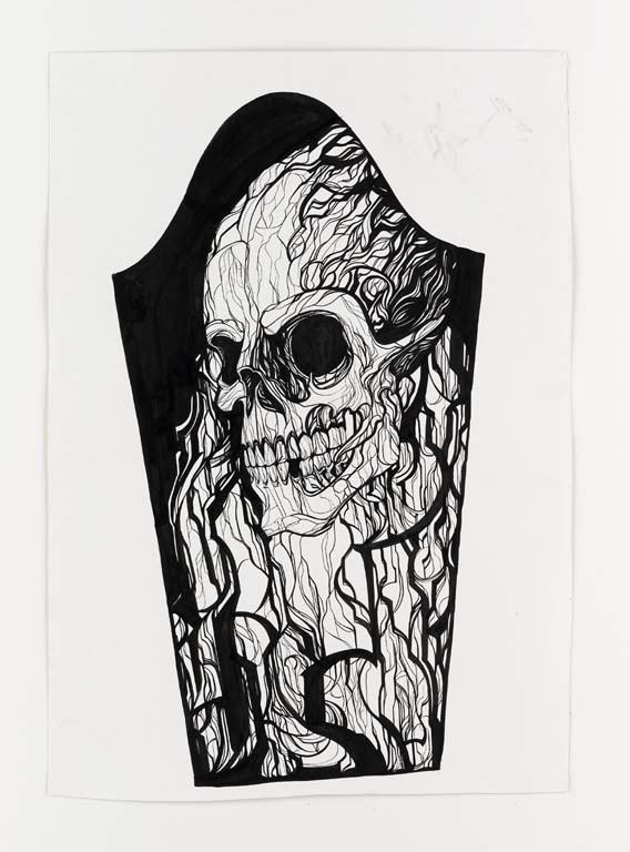 Phil Holt: Black marker on paper. 27x15. Phil Holt Working as a tattoo artist for nearly 20 years, Phil Holt's nomadic spirit has resulted in numerous cross-country moves in an effort to study under the leading 