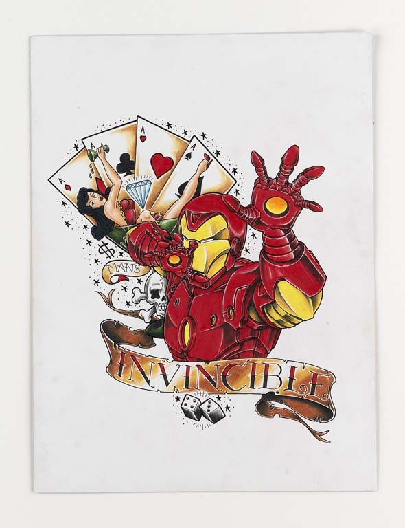 Dave Waugh: Mixed media on board. 16X13. Initialed. Dave Waugh Dave Waugh has been a leading tattoo artist for over 20 years, spending much of his career at Jinx Proof in Washington, D.C. In addition to tattooing