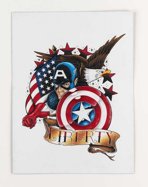 Dave Waugh: Mixed media on board. 16X13. Initialed. Dave Waugh Dave Waugh has been a leading tattoo artist for over 20 years, spending much of his career at Jinx Proof in Washington, D.C. In addition to tattooing