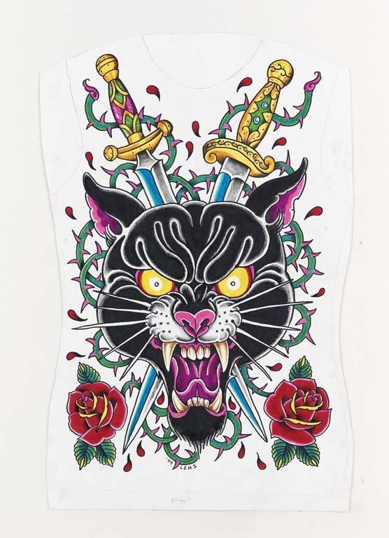 Tim Lehi: Mixed media on paper. 24X15. Signed. Paper trimmed to artwork on two sides. Tim Lehi Growing up as the son of an art professor in Kansas, Tim Lehi became obsessed with drawing and comic art at a young