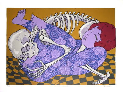 Alex Binnie: Honey Monster. Silk screenprint on CM Fabriano 100/100 cotton. 17 1/2 x 25 1/2 (Image). c. 2000's. Edition: 4/10. Excellent condition. Alex Binnie A longtime interest in tattooing brought Alex Binnie
