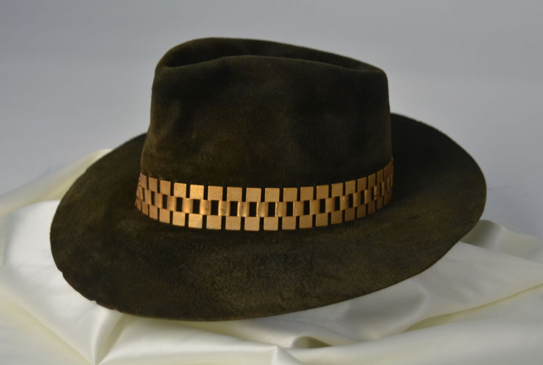 Johnny Winter's Olive Suede Hat (1 of 3)
