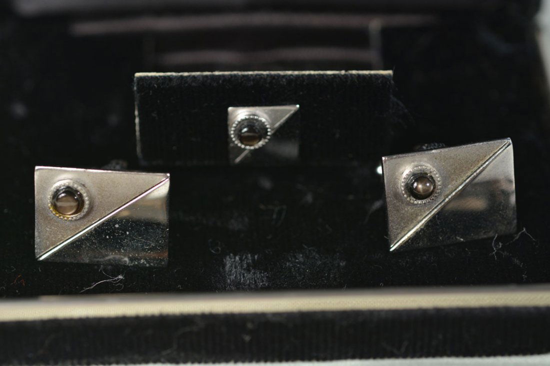 Silver Cufflink and Tie Tack Set (1 of 7)