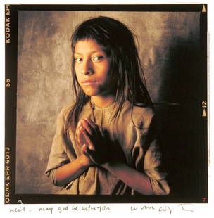 William Coupon (b. 1952): Note: Description Updated 11/23. Lacandon Indian Child. Color, c. 1991. Pigment print. Printed later. Framed. Portrait of Lacandon Indian child with her hands clasped. Signed and inscribed in ink to N