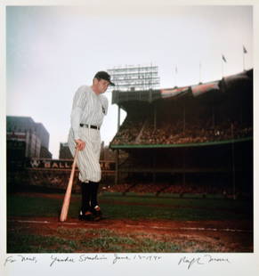 Ralph Morse (1917-2014) (2): Note: Description Updated 11/22. Babe Ruth at Yankee Stadium . This lot includes two images: Color, 1948. Type "C" older print. Rare color print of Babe Ruth on his last visit to Yankee Stadium, leani