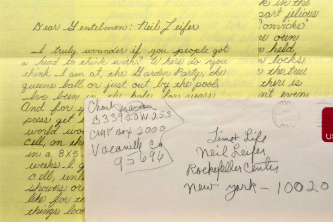 Three-Page Letter from Charles Manson to Neil Leifer (1 of 3)
