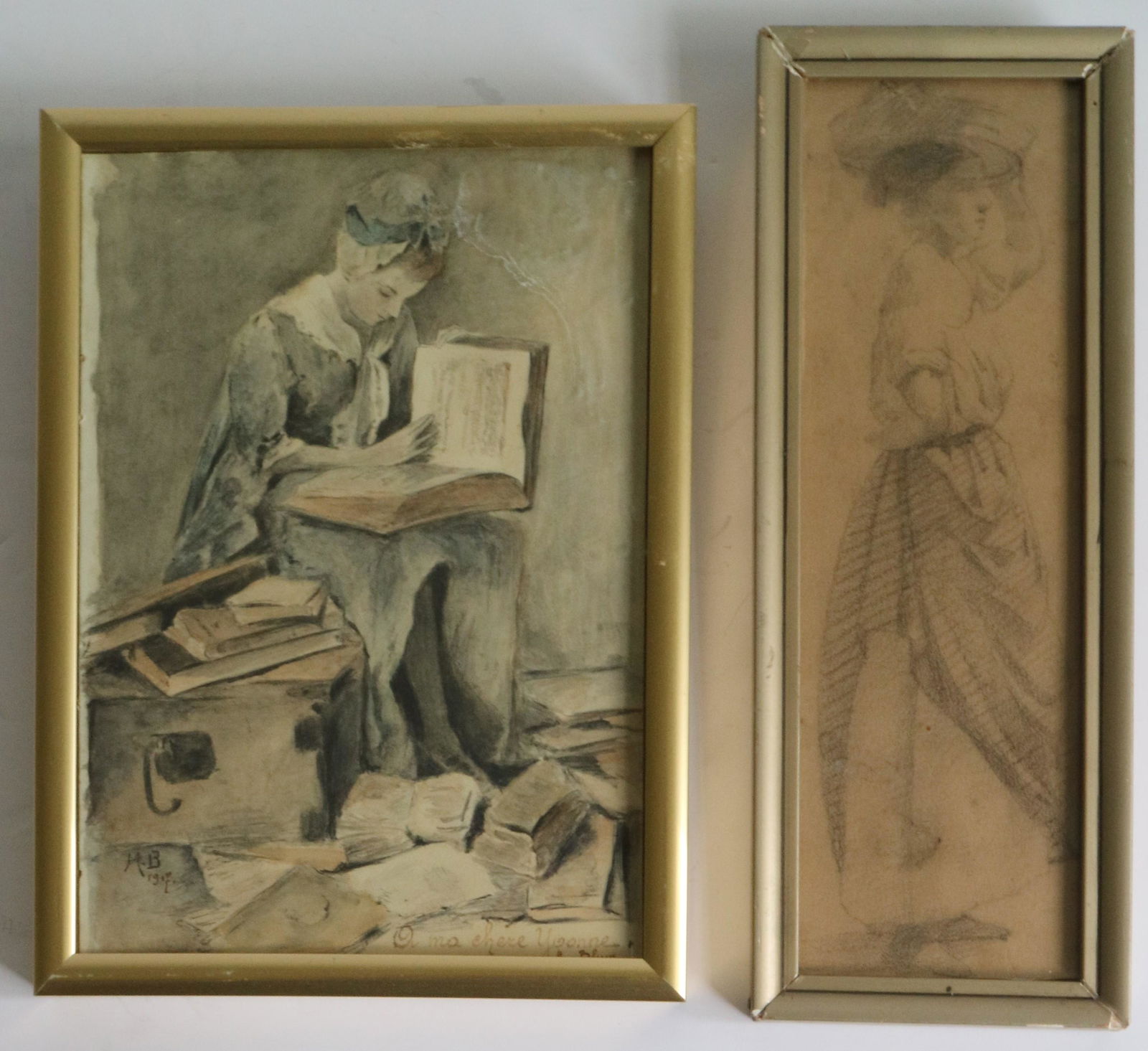Maurice BLUM (1832-1909): drawings (2) dated 1917 Size (in cm) 12 x 17 and 6 x 19.5