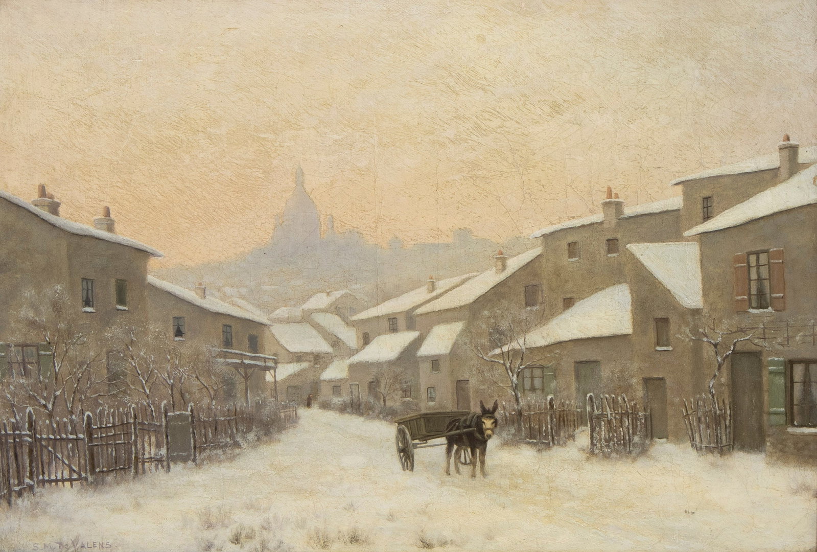 S.M. De Valens, oil on canvas, City view Paris, 19th century, signed: S.M. De Valens, oil on canvas, City view Paris, 19th century, signed S.M. De Valens, olie op doek, Stadszicht Parijs, 19e eeuw, getekend 39 x 55.5 cm