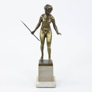 Hans KECK (1875-1941), bronze sculpture of Diana, signed: Hans KECK (1875-1941), bronze sculpture of Diana, signedHans KECK (1875-1941), bronzen sculptuur van Diana, getekendH 31.5 cm Height H 31.5 cm