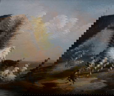 Pieter Gerardus VAN OS (1776-1839), oil on panel Farmyard with cows, donkeys and dog, signed: Pieter Gerardus VAN OS (1776-1839), oil on panel Farmyard with cows, donkeys and dog, signedPieter Gerardus VAN OS (1776-1839), olie op paneel Boerenhof met koeien, ezels en hond, getekend24 x 29.5 cm
