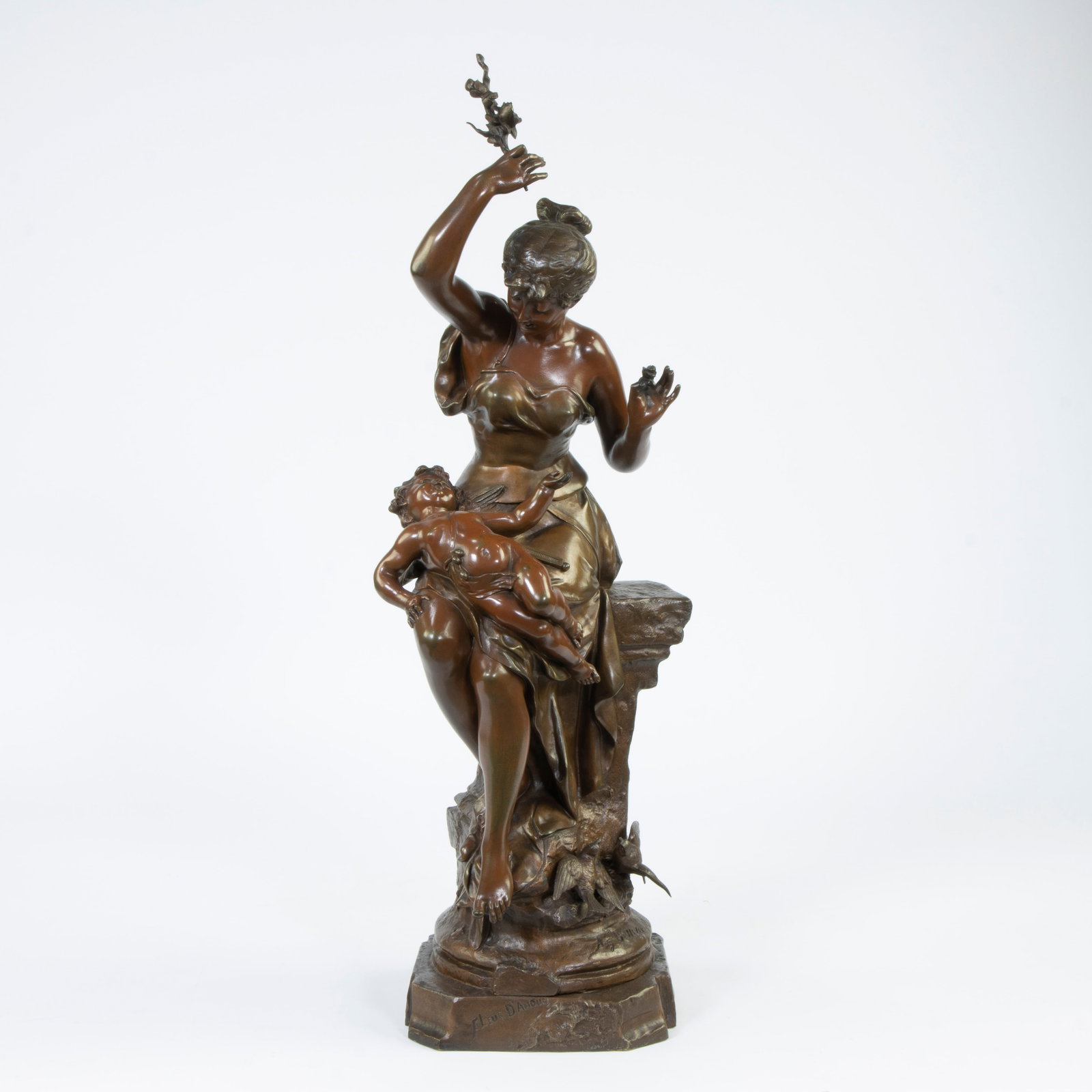 Auguste DE WEVER (1836-1910), bronze sculpture Fleur d'amour, signed (1 of 6)