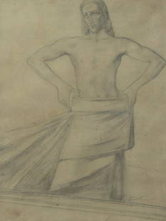 George MINNE (1866-1941), drawing Resurrection, signed and dated 08: George MINNE (1866-1941), drawing Resurrection, signed and dated 08George MINNE (1866-1941), tekening Verrijzenis, getekend en gedateerd '0838.5 x 30 cm
